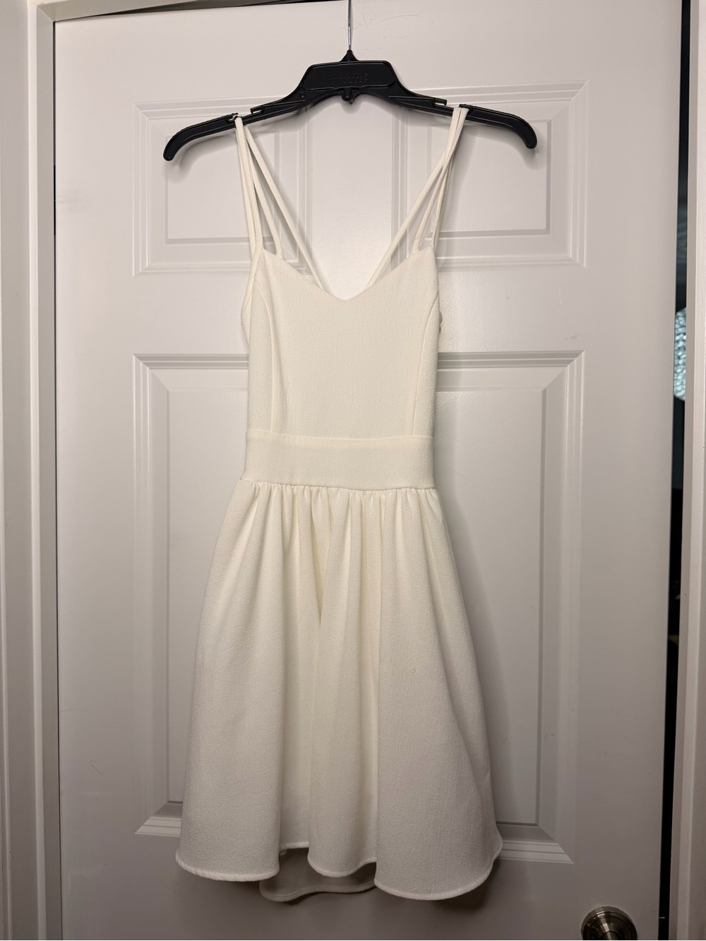 Windsor White Strappy V-Neck Women's Dress with Tulle Skirt